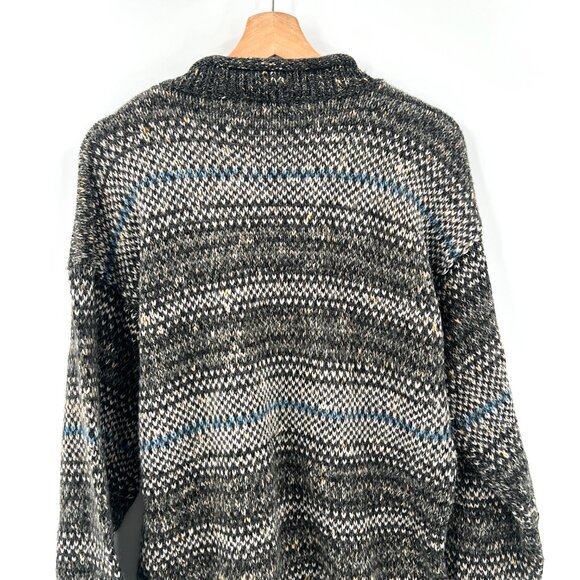 Vintage Prime Elements knit grandpa sweater oversized striped wool blend cozy XL - Picture 9 of 10